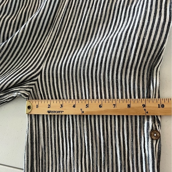 Ellor Jumpsuit Romper Pant White Black Stripe  Side Buttons Drawstring Sz XS - Picture 13 of 16